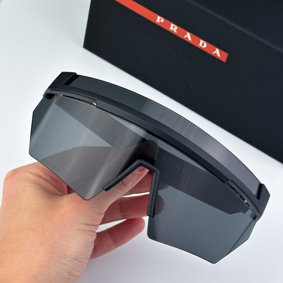 Prada Linea Rossa PS01YS 1BO06F BRAND NEW Sunglasses Matte Black Grey Unisex - Picture 3 of 12